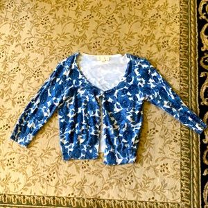 Blue and white rose cardigan, size XL